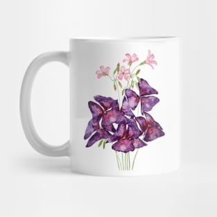 purple oxalis leaf watercolor Mug